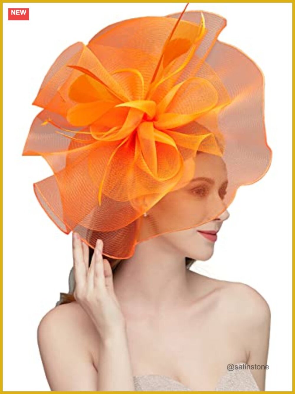 Womens Fascinator Hat Mesh Organza Feathers Hair Clip Tea Party Wedding